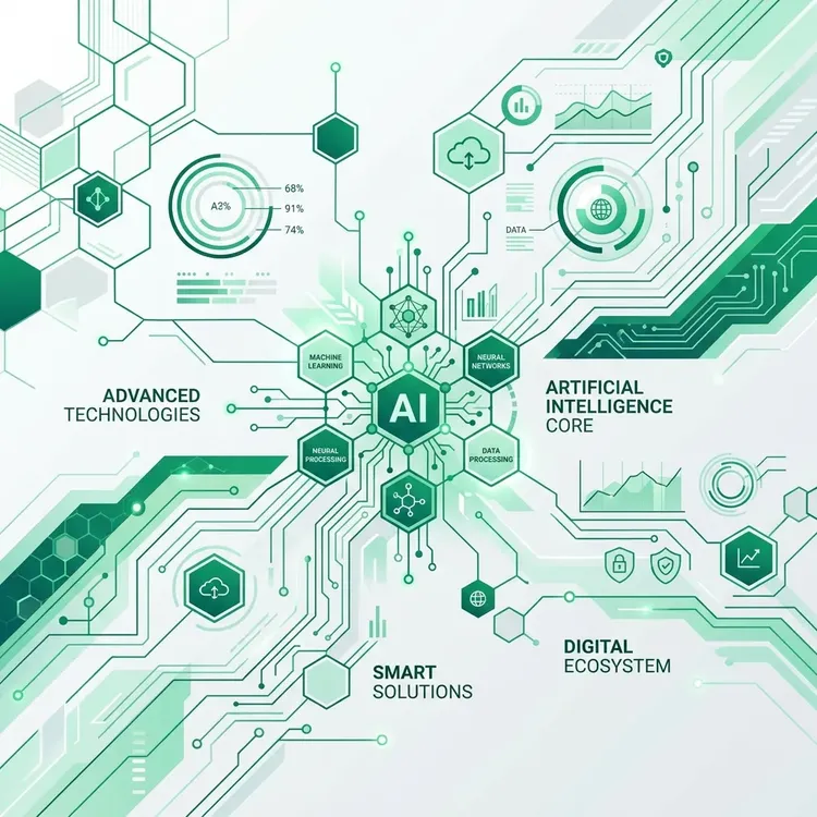 Digital tech and AI concept illustration